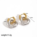 Orecchini a cerchio bicolore intrecciati oro e argento con dettagli delle misure - Oro e Argento (Contrasto)