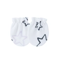 White newborn anti-scratch mittens with purple star patterns and elastic cuffs - One Size / Purple Star Print (Elastic Mittens) / White