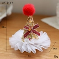 Mini chapeau de Noël pince à cheveux avec paillettes dorées, nœud rouge et cloche - Pince à cheveux bonnet de Père Noël à paillettes jaunes avec nœud