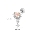 Silver barbell stud earring featuring heart opal with zircon accents, 1.11cm x 0.67cm size - Crown Heart Pendant Style (921-11# Silver)
