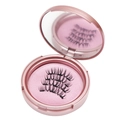 Pink magnetic eyelash kit with five pairs of natural black lashes and a vanity mirror case - H4
