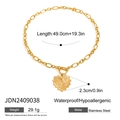 Gold stainless steel heart pendant necklace with LOVE engraving and diamond inlay - Stainless Steel Gold Heart LOVE Style (JDN2409038)