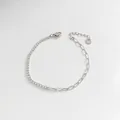Minimalistisches Silber-Armband mit Büroklammerkette und einer Reihe funkelnder Zirkonia - Edelstahl/Zirkonia / Silber Spleiß Büroklammer Stil (SBP012)