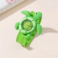 Green turtle silicone snap watch for kids with cartoon character and numeric dial - Sea Turtle