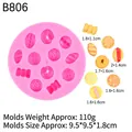 Pink silicone mold B806 for miniature toast and bread fondant with resin clay - Mini Bread Pastry Shaped Mold (B806) / Pink