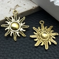 DIY jewelry making: Pair of golden sun pendants with metallic finish and hook details - 7704 Sun Gold 16x20mm