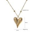 Detailed view of polished gold heart pendant with size and weight measurements - Black Heart Pendant