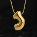 Gold bubble letter 'S' pendant necklace in polished stainless steel for DIY jewelry - Gold (J) (Large)