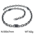 Silver stainless steel square link chain necklace with spring ring accents and lobster clasp - Silver Gray Box Chain Spring Decor Style (KN201505-KLHQ)