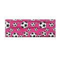 Detailed flat lay of a pink elastic sports headband featuring soccer ball patterns - Pink