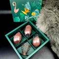 Beauty blender gift set with 4 rose gold sponges and a metal stand in a flamingo box - Milk Coffee