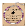 Purple beaded natural stone bracelet with silver accents on a graduation gift card - Adventure Card Style / With Card / Purple Imperial Stone