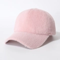 Gorra de béisbol de piel sintética rosa para mujer, gorro de invierno suave y afelpado - Talla única / Rosa