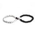 8mm white turquoise and matte stone magnetic couples bracelets set with elastic cord - Matte Stone & White Turquoise