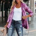 Chic pink sequin long-sleeve blazer jacket for women, stylish street style fashion look - S / Light Purple