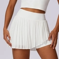 Gonna da tennis a pieghe bianca a vita alta con pantaloncini interni anti-esposizione - S / Bianco Cigno