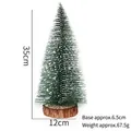35cm mini Christmas tree with snow flocked cedar design and natural wooden base - 35cm Christmas Tree