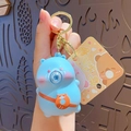 Blue bear keychain in silicone with gold ring and yellow charm for bags and car keys - Blue Bear Bubble Blowing / 1 Piece / Blue