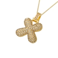 Gold plated hip hop X letter bubble pendant necklace with cubic zirconia and box chain - Gold X
