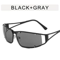 Gafas Y2K punk con montura negra, lentes grises y varillas metálicas de diseño hueco - Montura Negra Gris Completo