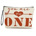 Borsa per cosmetici in tela crema con stampa 'you are the ONE' e cinturino da polso - you are the ONE (Con cinturino)