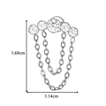 Titanium piercing jewelry with 5-stone curved zircon stud and double layer chains - 5-Zircon Arc Double Chain (T2546-4# Silver)