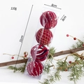 Set of 4 red velvet Christmas ornaments with gold glitter patterns in a 110g gift box - 8CM Flocked Mixed Pattern Painted Ball (4Pcs)