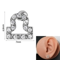 Silver Libra constellation stud earring with sparkling cubic zirconia stones 6.8x7mm - 0.8*6*3mm / Libra