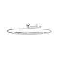 Silver bolo bracelet with bar of sparkling white cubic zirconia and adjustable box chain - Bar Silver