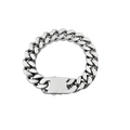 Poliertes silbernes Edelstahl-Panzerarmband mit quadratischem Verschluss auf weißem Grund - 22cm / Stahlfarbe