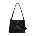 Large black tote bag with oversized bow detail and top handles for women - Black