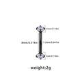 Detailed size chart for black curved barbell piercing with white zircon measurements - Black Double End White Rhinestone Style (CBK160833)