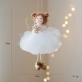 Adorabile bambola angelo di Natale bianca con ali dorate per decorare l'albero - Stile Con Fiocco di Neve