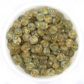 Transparent acrylic alphabet beads with gold letters and colorful glitter in white bowl - Glitter + Gold Text