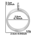 Silver stainless steel round locket pendant with dimensions 3.1cm height and 2.4cm width - Inner Diameter 20mm - Cavity Thickness 3.5mm / Steel