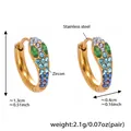 Gold stainless steel snake earrings with gradient blue and green zircon stones - Gold/Blue Zircon-M
