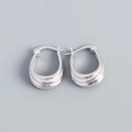 Boucle d'oreille créole S925 en argent sterling avec triple spirale géométrique - Argent 925 / Or Blanc