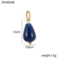 Macro detail of teardrop blue natural stone pendant with gold ring and dimensions - Royal Blue