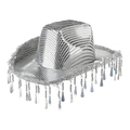 Cappello da cowboy con paillettes argento e frange per feste e spettacoli vari - Nappa A Goccia d'Acqua / Argento