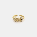 Eleganter 18k vergoldeter Edelstahlring mit Kristall-Cluster-Inlay, offen verstellbar - Goldene Cluster-Strasssteine / US 7