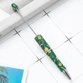 Customizable beadable ballpoint pen featuring vibrant yellow sunflower and floral patterns - Dark Green Sunflower Print (81)