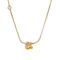 Collier plaqué or 18K avec pendentif lettre K en relief et petite pierre de zircon - Or-Lettre K