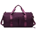 Dark purple waterproof nylon gym bag with dry wet separation and adjustable shoulder strap - Purple