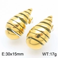 Pendientes de gota en espiral hueca de acero inoxidable dorado estilo vintage - Dorado