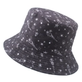 Reversible tie-dye bucket hat with white star and celestial patterns on black fabric - 58cm / Black Starry Universe