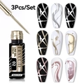 Set gel per unghie argento metallizzato LILY'CUTE con pennello per nail art UV professionale - Set da 3 pezzi