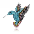Spilla a colibrì vintage in argento con strass di cristallo blu cielo e rosa chic - Blu Lago