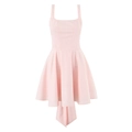 Detail of pink sleeveless princess dress with square neck and flared A-line skirt back - S / Pink
