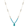 Collier bohème avec perles d'eau douce, perles bleues et pendentif turquoise en goutte - Style Turquoise Goutte (MPN02-14K)