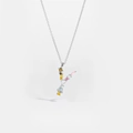 Elegant S925 sterling silver chain necklace with a colorful zircon letter Y pendant - Silver Letter Y